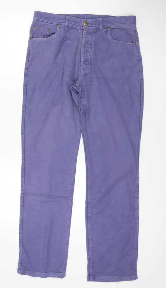 Cato&Carter Mens Purple Cotton Trousers Size 34 in L32 in Regular Zip