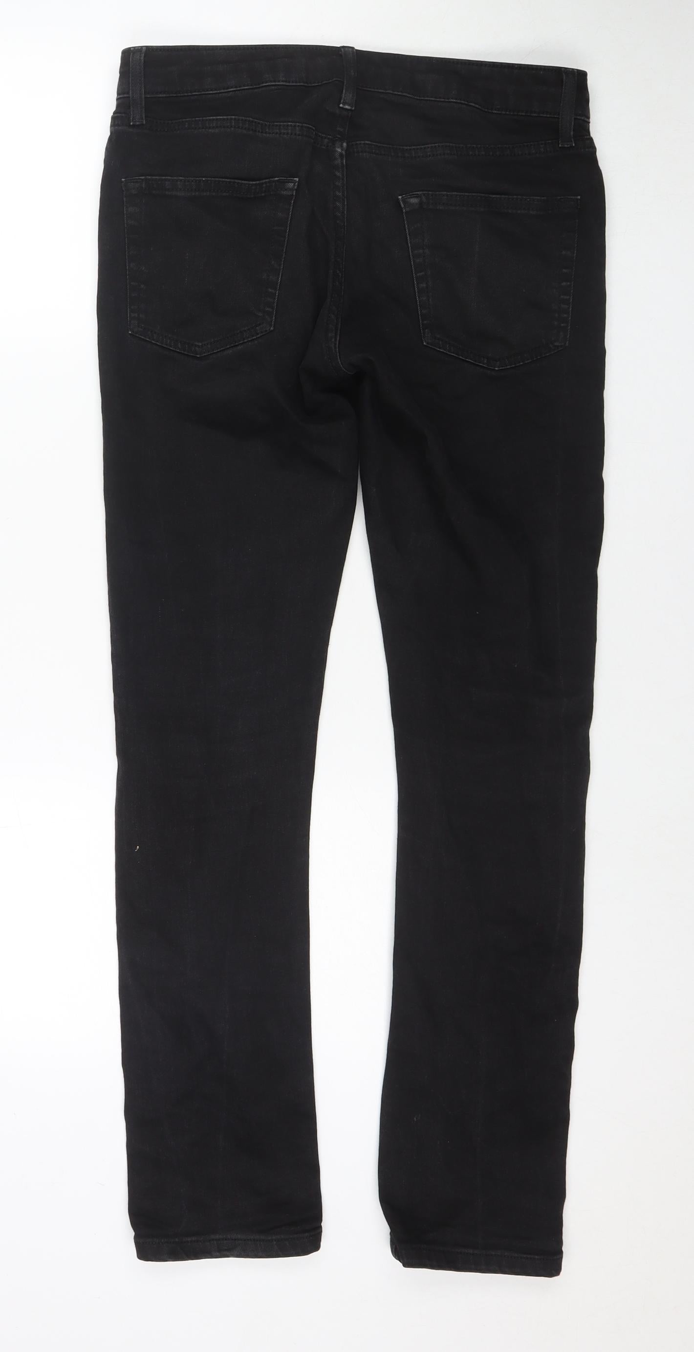 Topshop Mens Black Cotton Skinny Jeans Size 30 in L32 in Slim Zip
