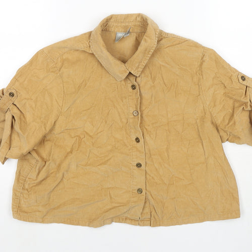 ASOS Womens Beige Cotton Cropped Button-Up Size 10 Collared