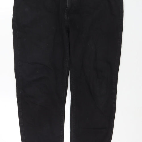 Marks and Spencer Womens Black Cotton Tapered Jeans Size 36 in L29 in Regular Zip