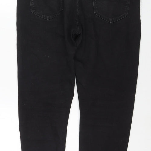Marks and Spencer Womens Black Cotton Tapered Jeans Size 36 in L29 in Regular Zip