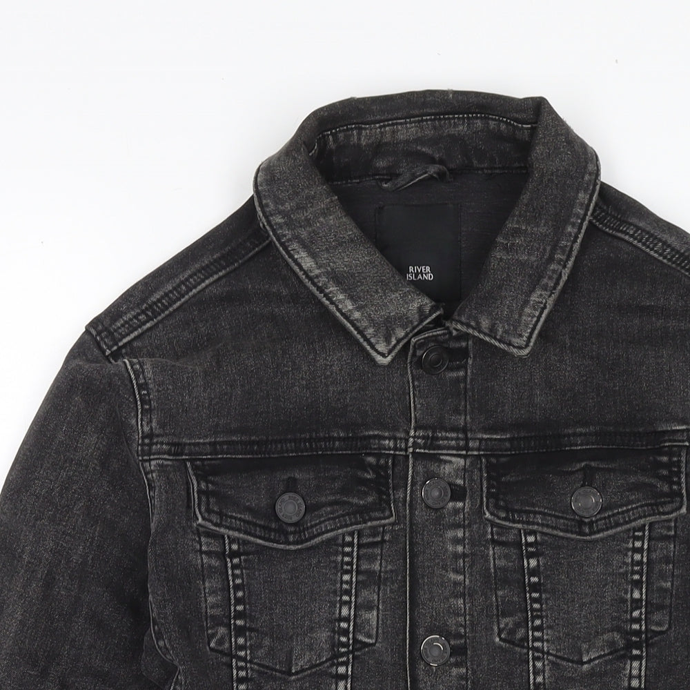 River Island Womens Black Jacket Size S Button