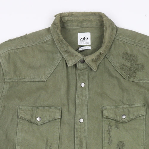 Zara Womens Green Jacket Size XL Snap