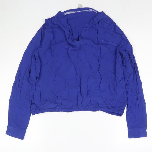 La Redoute Womens Blue Viscose Basic Blouse Size 10 V-Neck