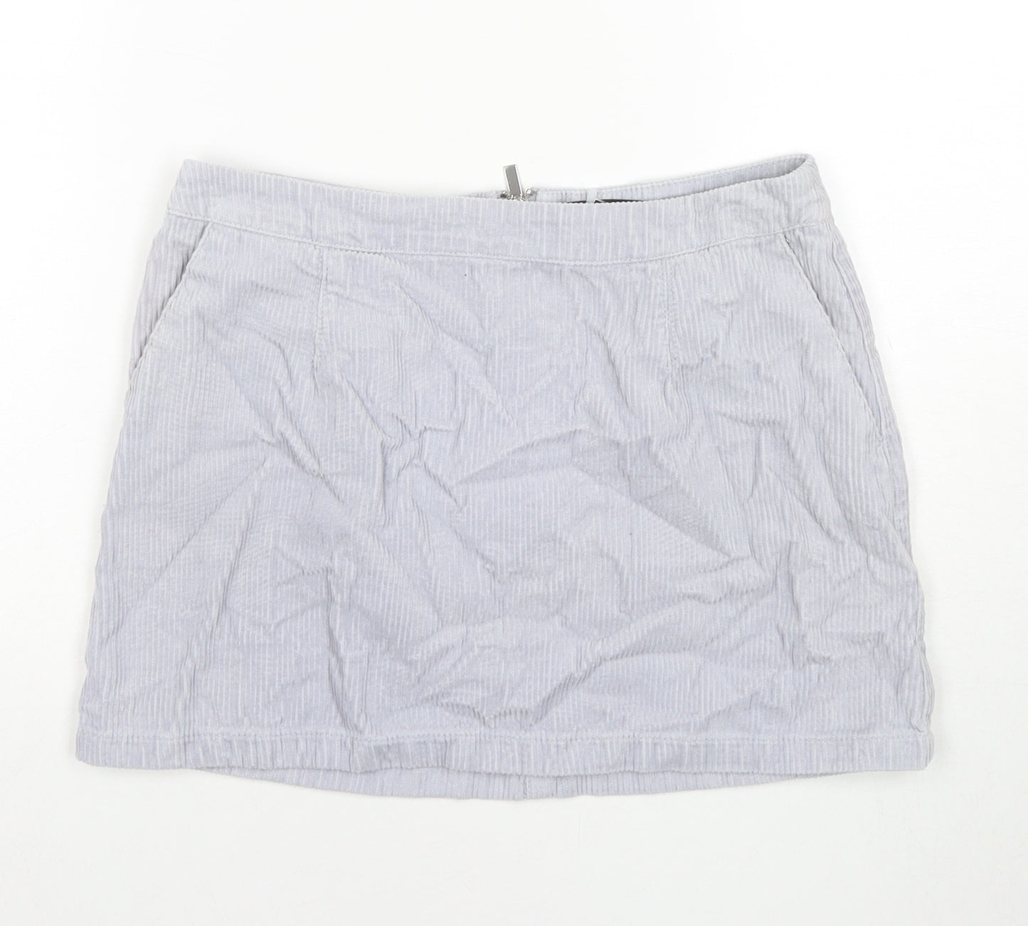 New Look Womens Blue Cotton Mini Skirt Size 10 Zip