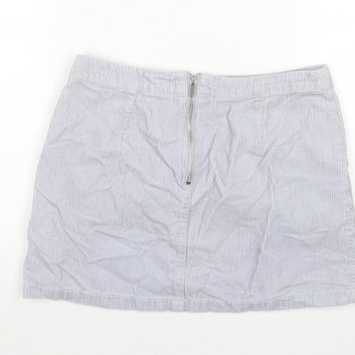 New Look Womens Blue Cotton Mini Skirt Size 10 Zip