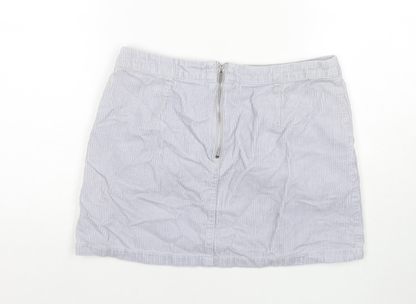 New Look Womens Blue Cotton Mini Skirt Size 10 Zip