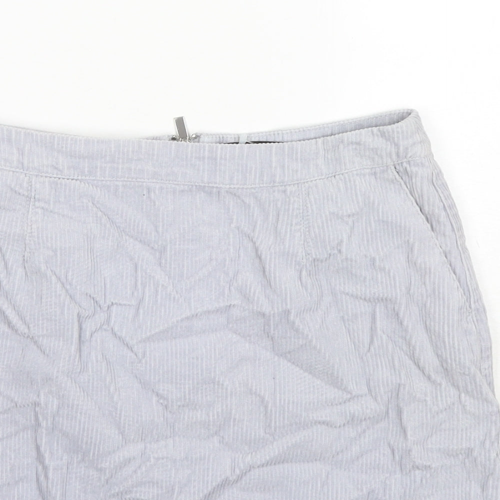New Look Womens Blue Cotton Mini Skirt Size 10 Zip
