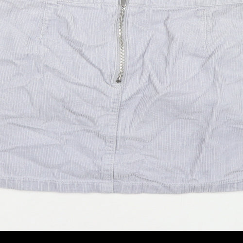 New Look Womens Blue Cotton Mini Skirt Size 10 Zip