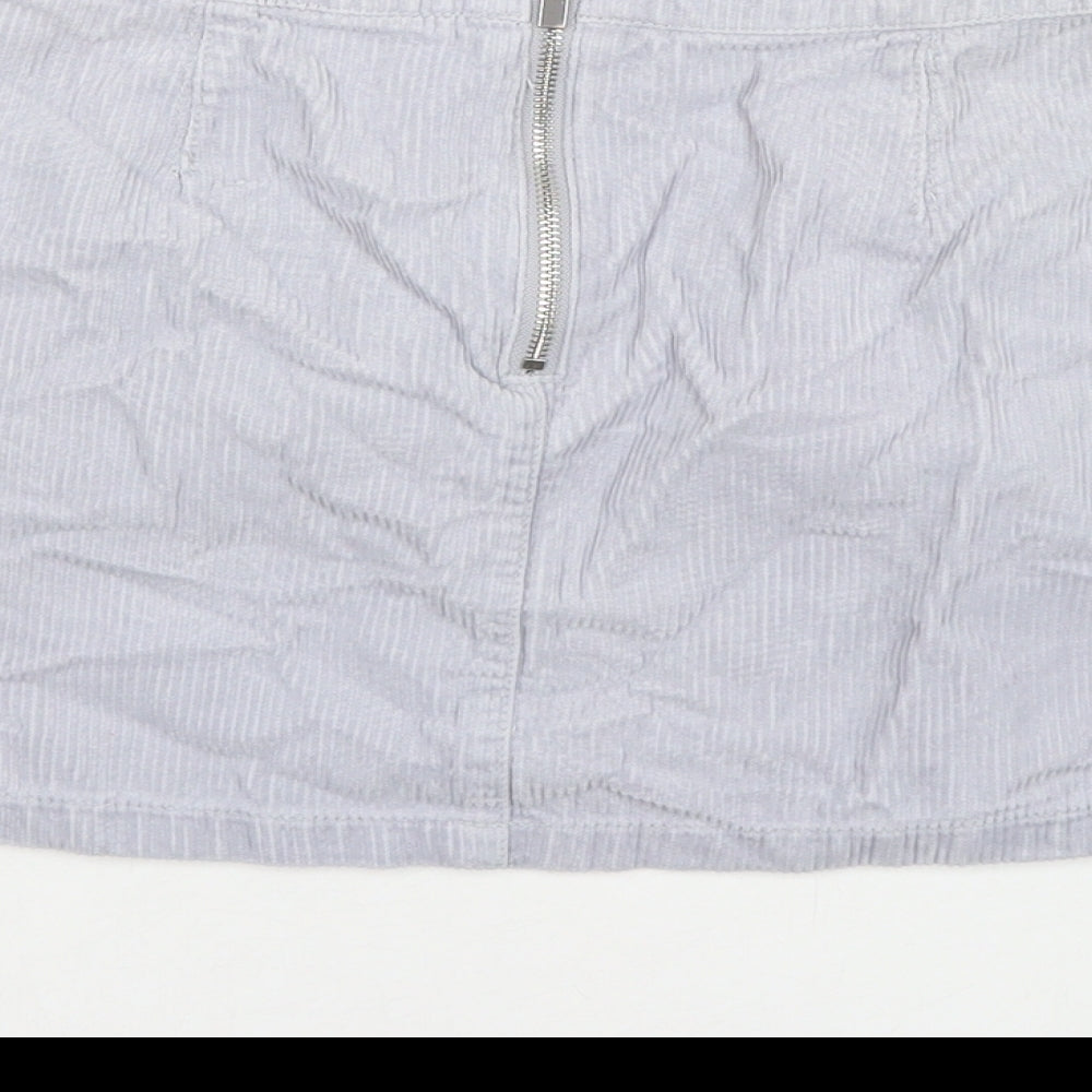 New Look Womens Blue Cotton Mini Skirt Size 10 Zip