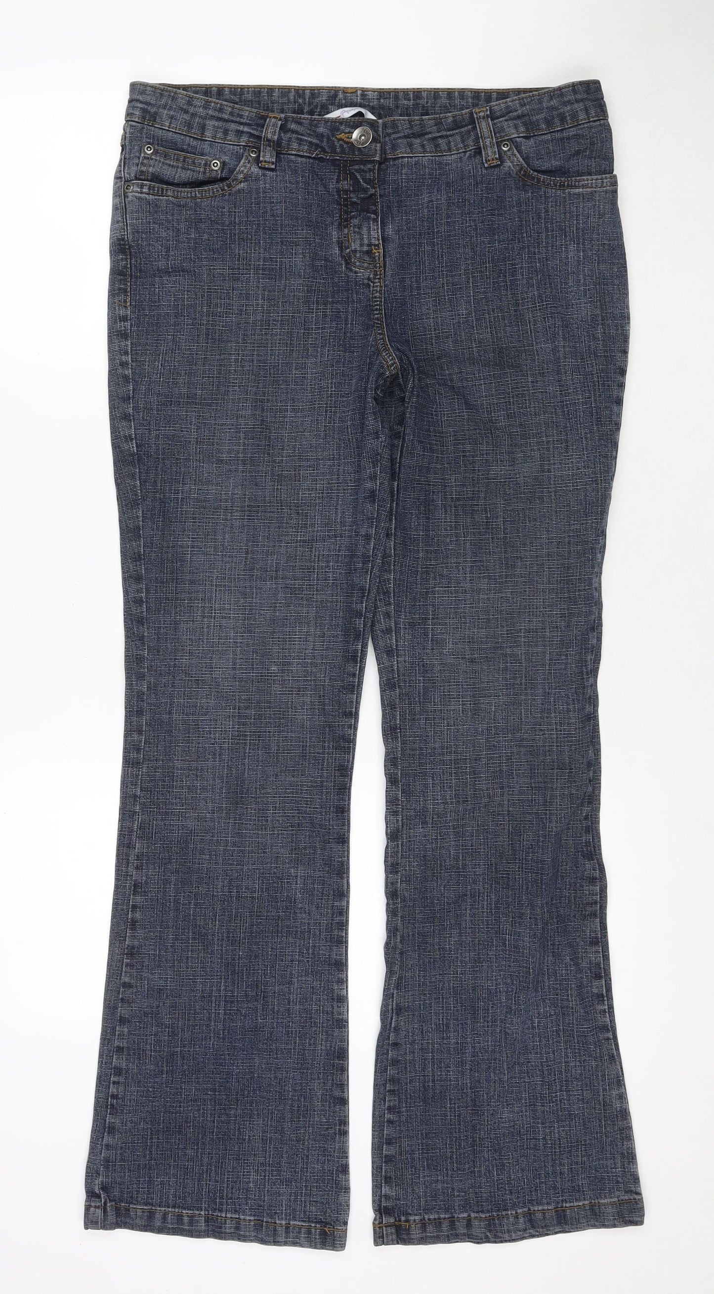 Papaya Womens Blue Cotton Bootcut Jeans Size 14 L31 in Regular Zip