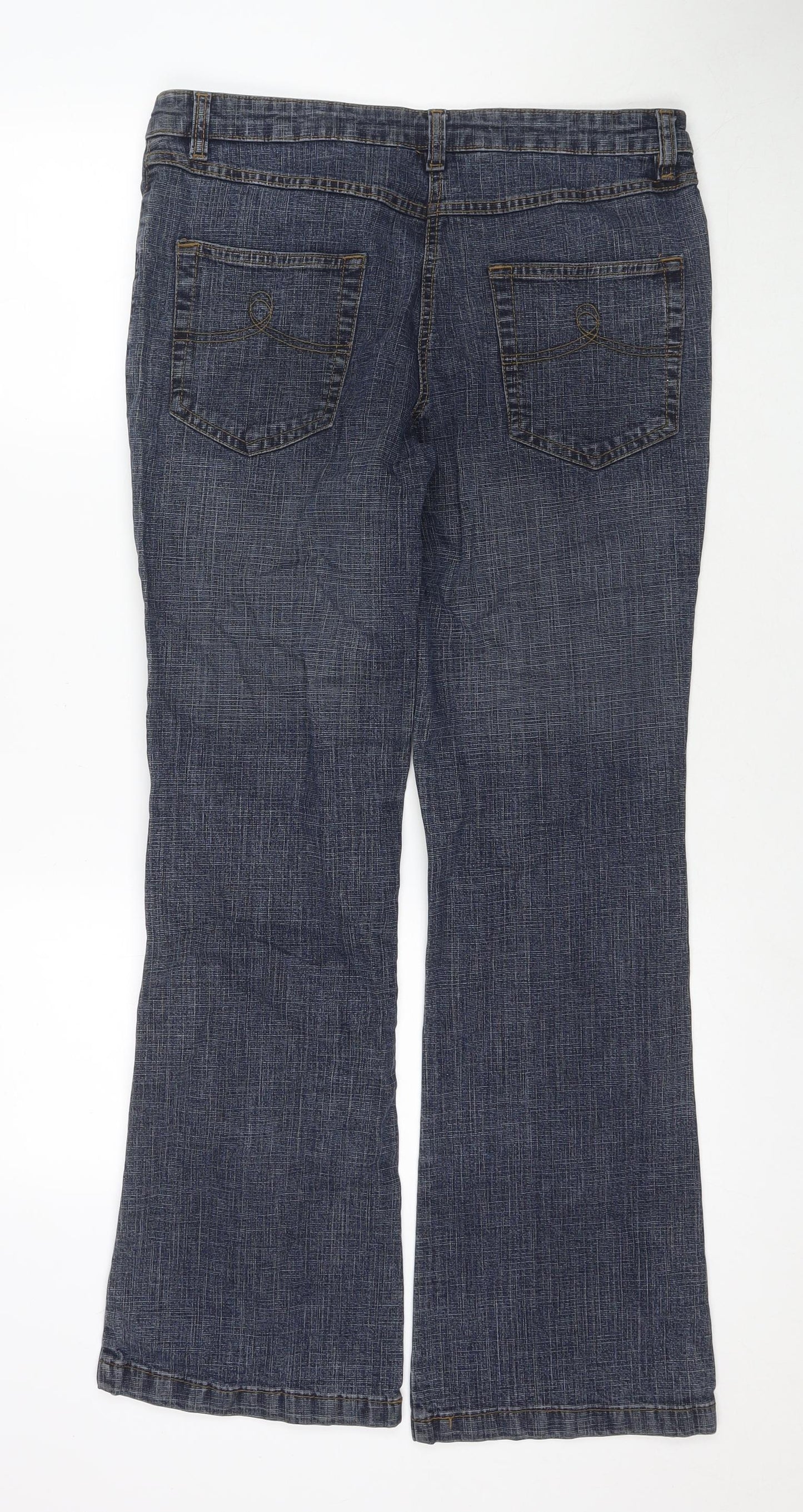 Papaya Womens Blue Cotton Bootcut Jeans Size 14 L31 in Regular Zip