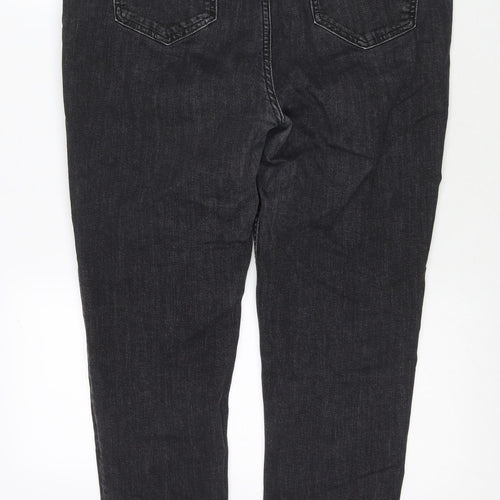 Marks and Spencer Womens Black Cotton Straight Jeans Size 18 L29 in Regular Zip