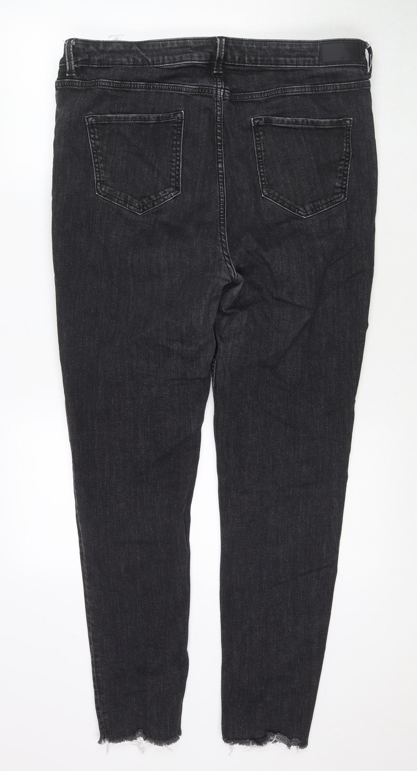 Marks and Spencer Womens Black Cotton Straight Jeans Size 18 L29 in Regular Zip