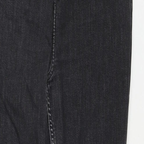 Marks and Spencer Womens Black Cotton Straight Jeans Size 18 L29 in Regular Zip