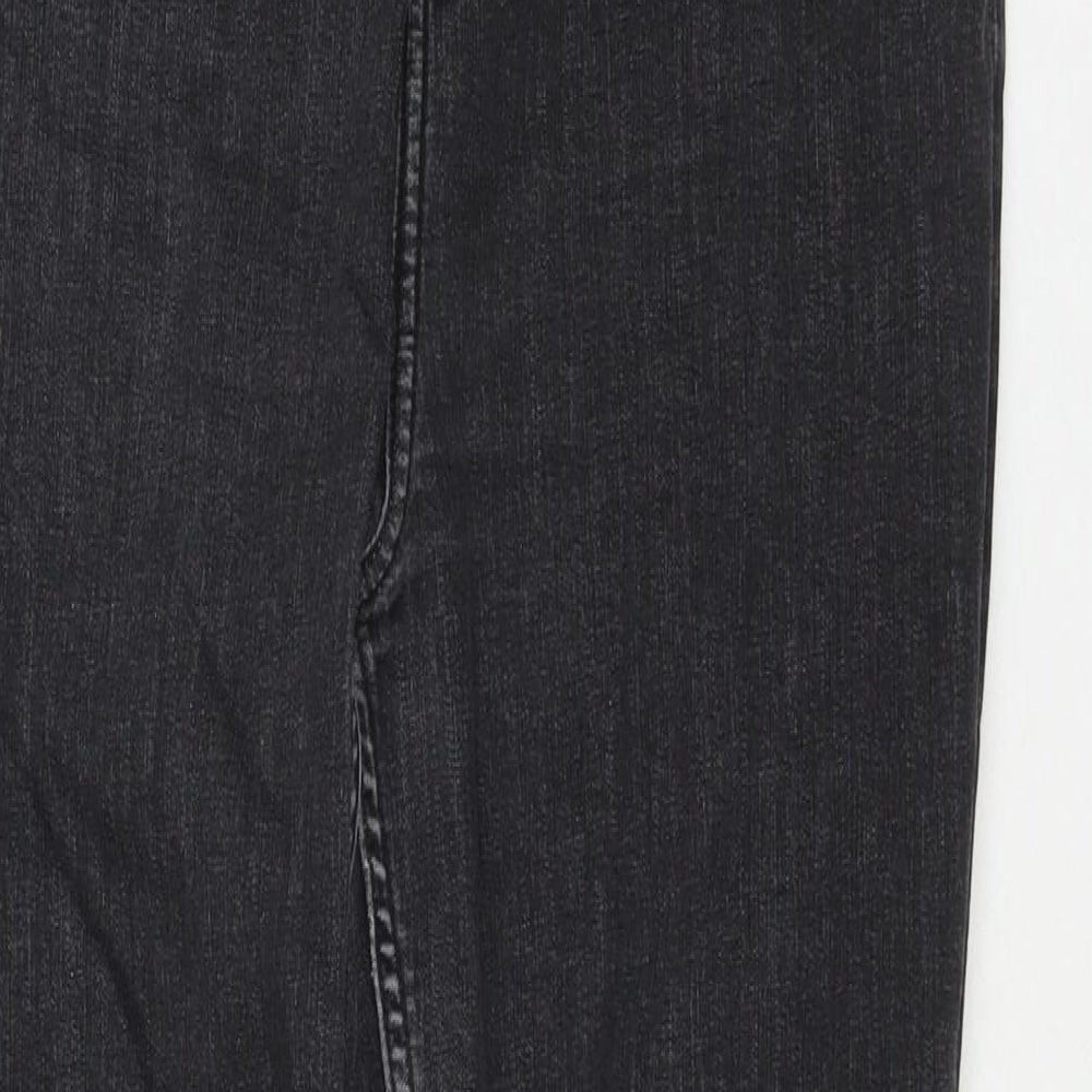 Marks and Spencer Womens Black Cotton Straight Jeans Size 18 L29 in Regular Zip