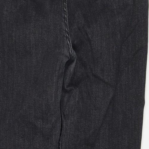 Marks and Spencer Womens Black Cotton Straight Jeans Size 18 L29 in Regular Zip