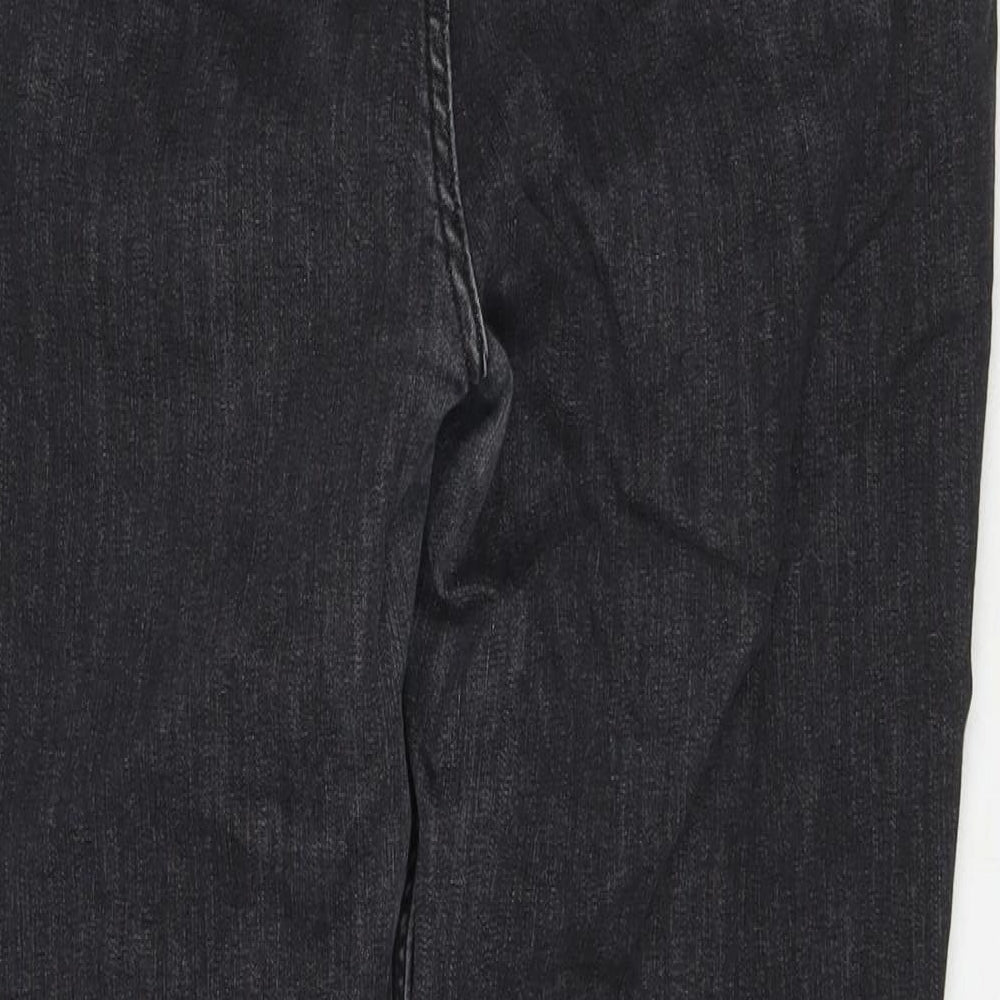 Marks and Spencer Womens Black Cotton Straight Jeans Size 18 L29 in Regular Zip