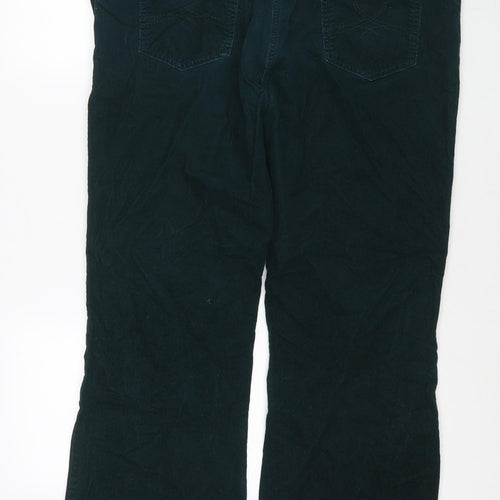 Marks and Spencer Womens Green Cotton Trousers Size 20 L28 in Regular Zip
