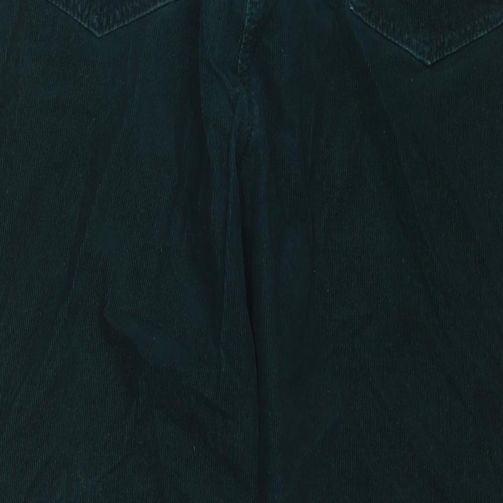 Marks and Spencer Womens Green Cotton Trousers Size 20 L28 in Regular Zip