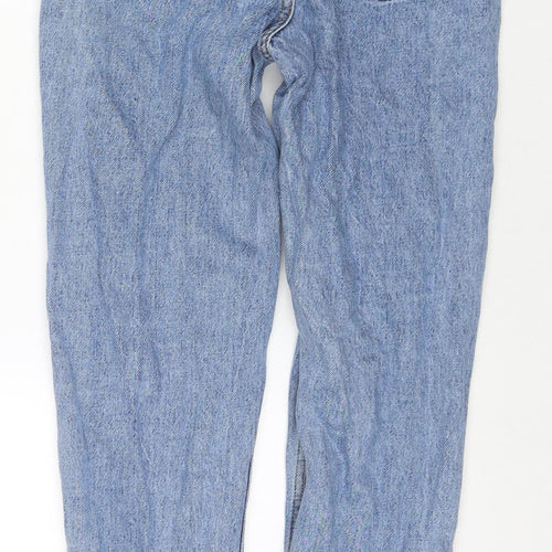 Denim & Co. Womens Blue Cotton Mom Jeans Size 8 L28 in Regular Zip