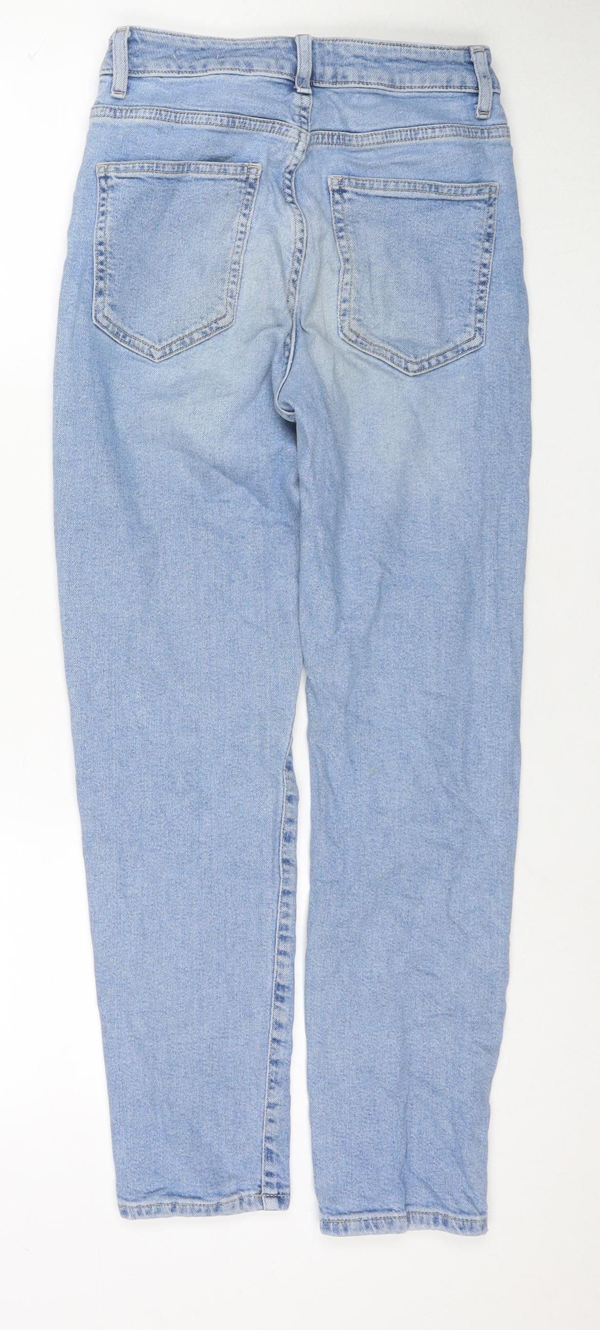 New Look Girls Blue Cotton Straight Jeans Size 12 Years L27 in Regular Zip