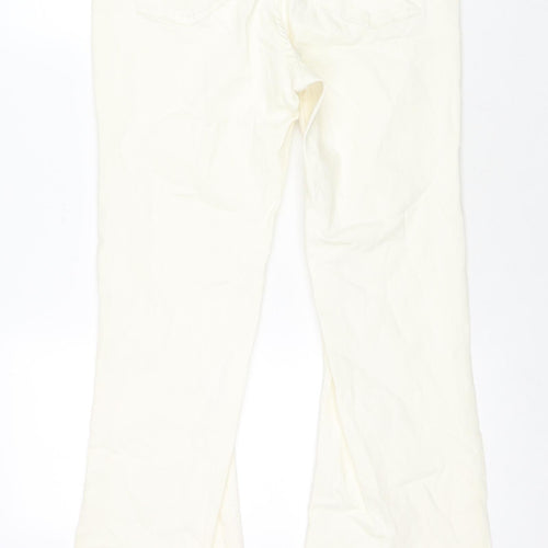 Bershka Womens Ivory Cotton Flared Jeans Size 16 L32 in Regular Zip