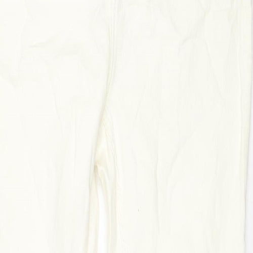 Bershka Womens Ivory Cotton Flared Jeans Size 16 L32 in Regular Zip
