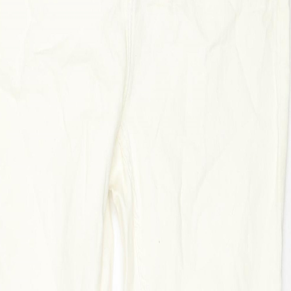 Bershka Womens Ivory Cotton Flared Jeans Size 16 L32 in Regular Zip