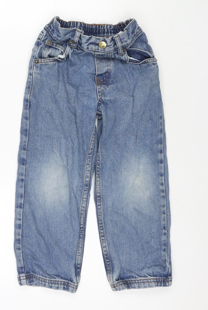 Quality Gurantee Girls Blue Cotton Straight Jeans Size 5-6 Years Regular Zip