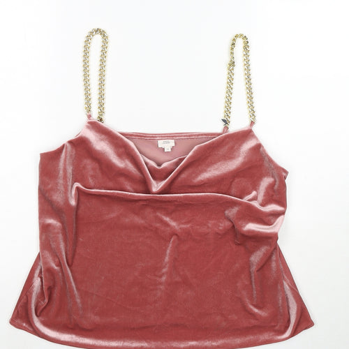 River Island Womens Pink Polyester Camisole Tank Size 12 Cowl Neck