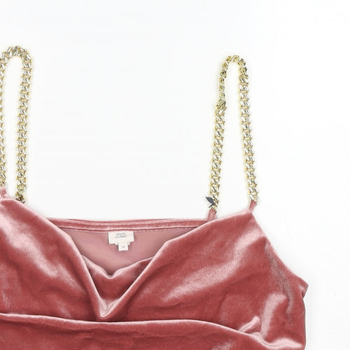 River Island Womens Pink Polyester Camisole Tank Size 12 Cowl Neck