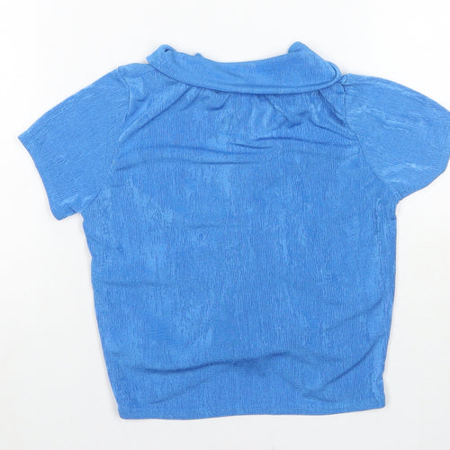 PRETTYLITTLETHING Womens Blue Polyester Basic Blouse Size 10 Collared