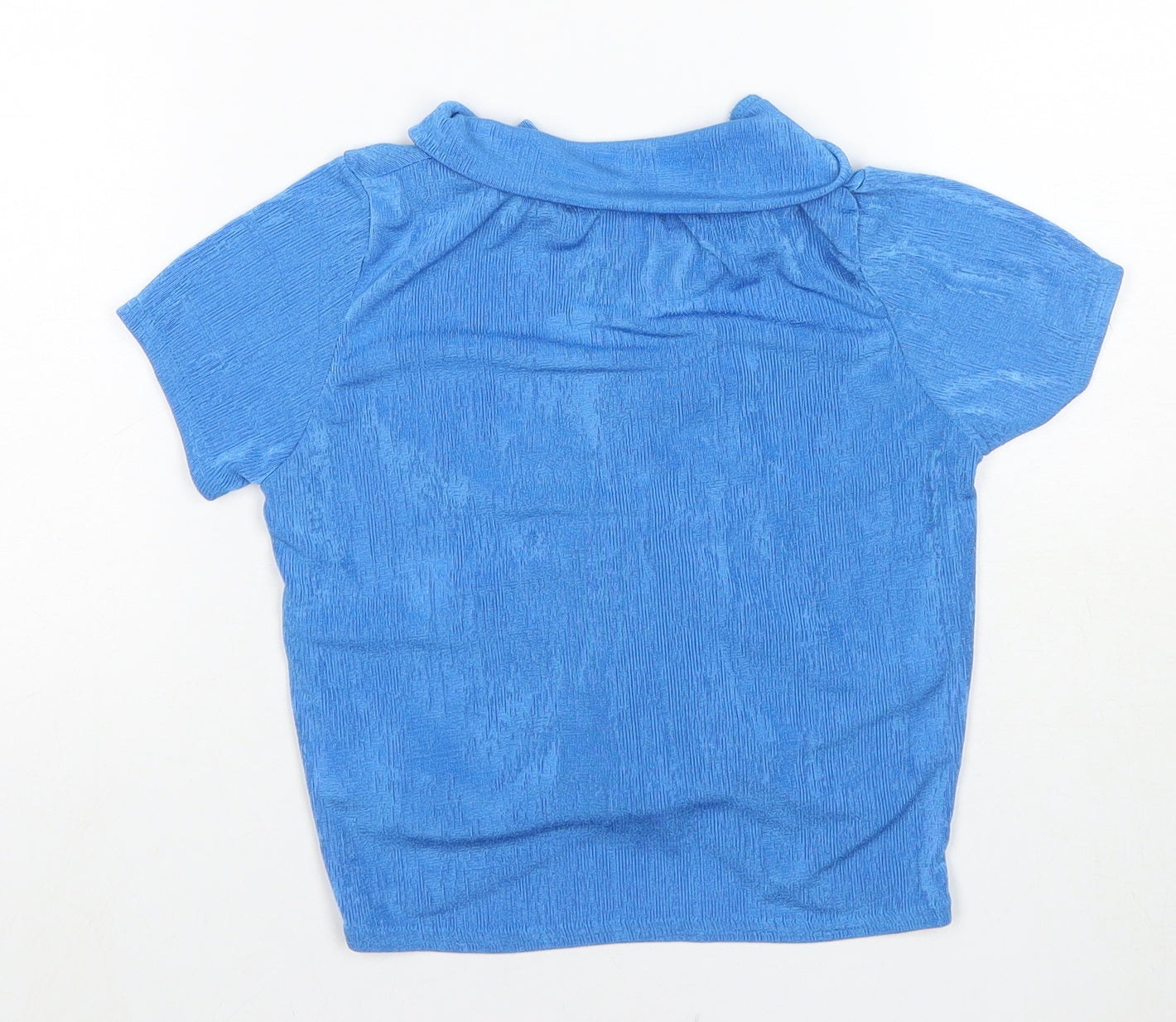 PRETTYLITTLETHING Womens Blue Polyester Basic Blouse Size 10 Collared