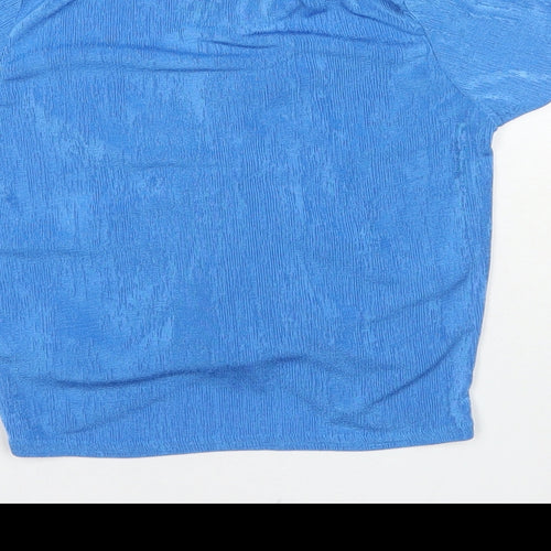 PRETTYLITTLETHING Womens Blue Polyester Basic Blouse Size 10 Collared