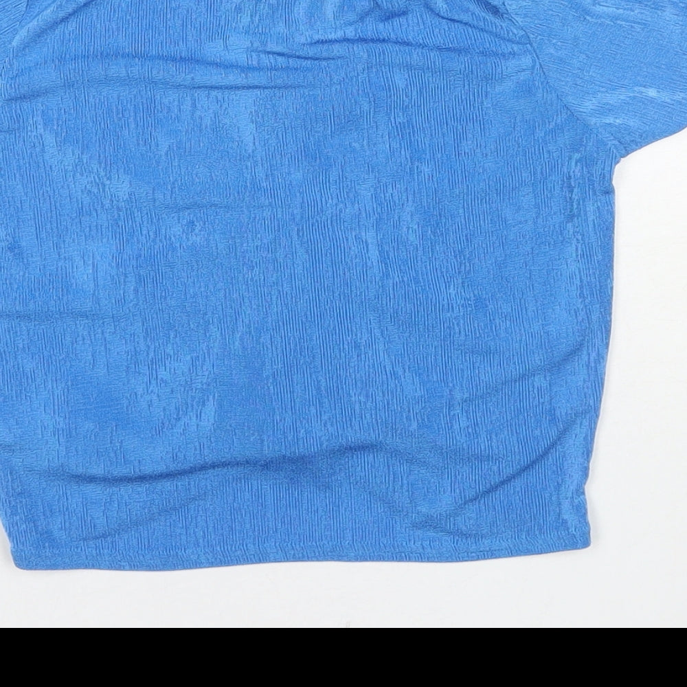 PRETTYLITTLETHING Womens Blue Polyester Basic Blouse Size 10 Collared