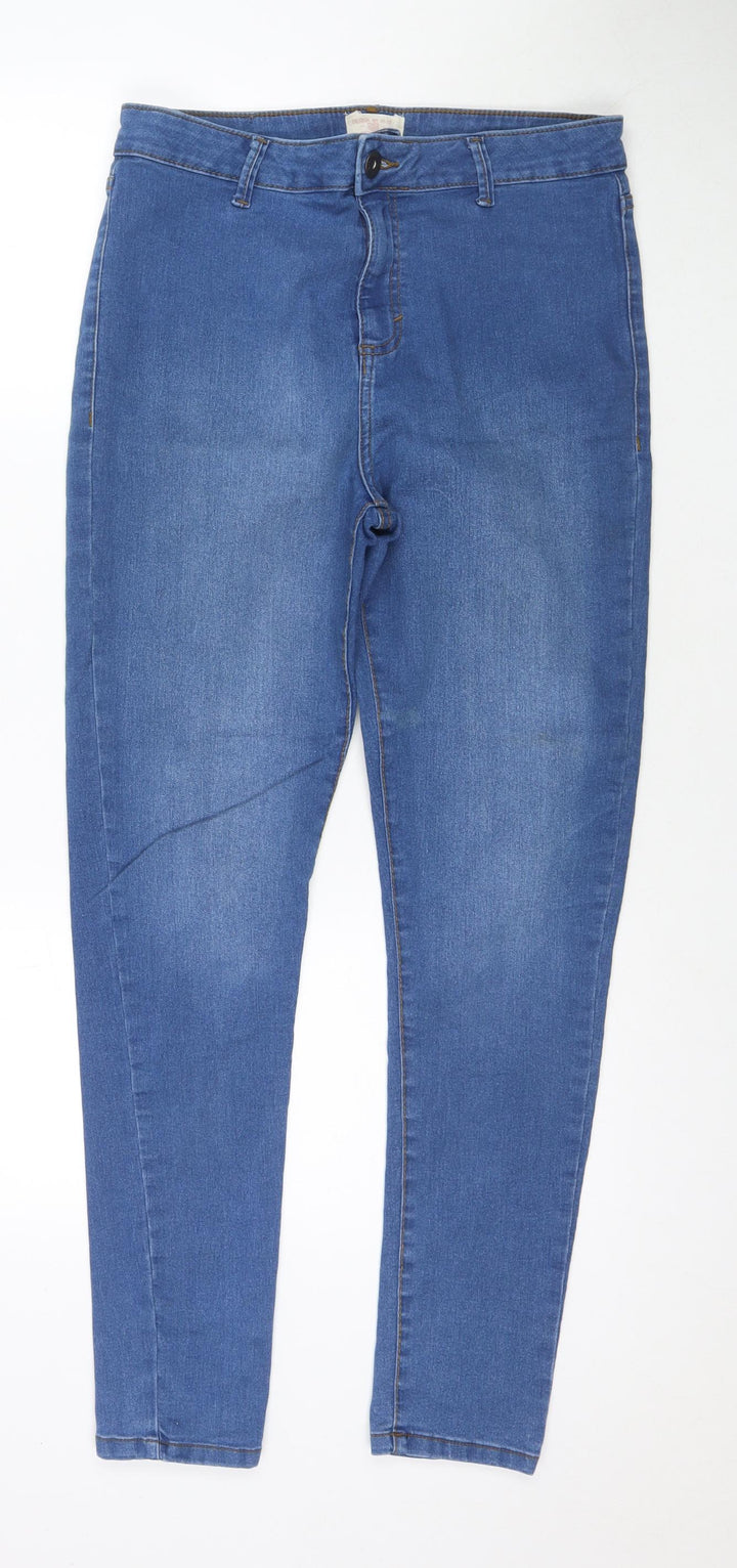 M-17 Womens Blue Cotton Skinny Jeans Size 14 L30 in Regular Zip