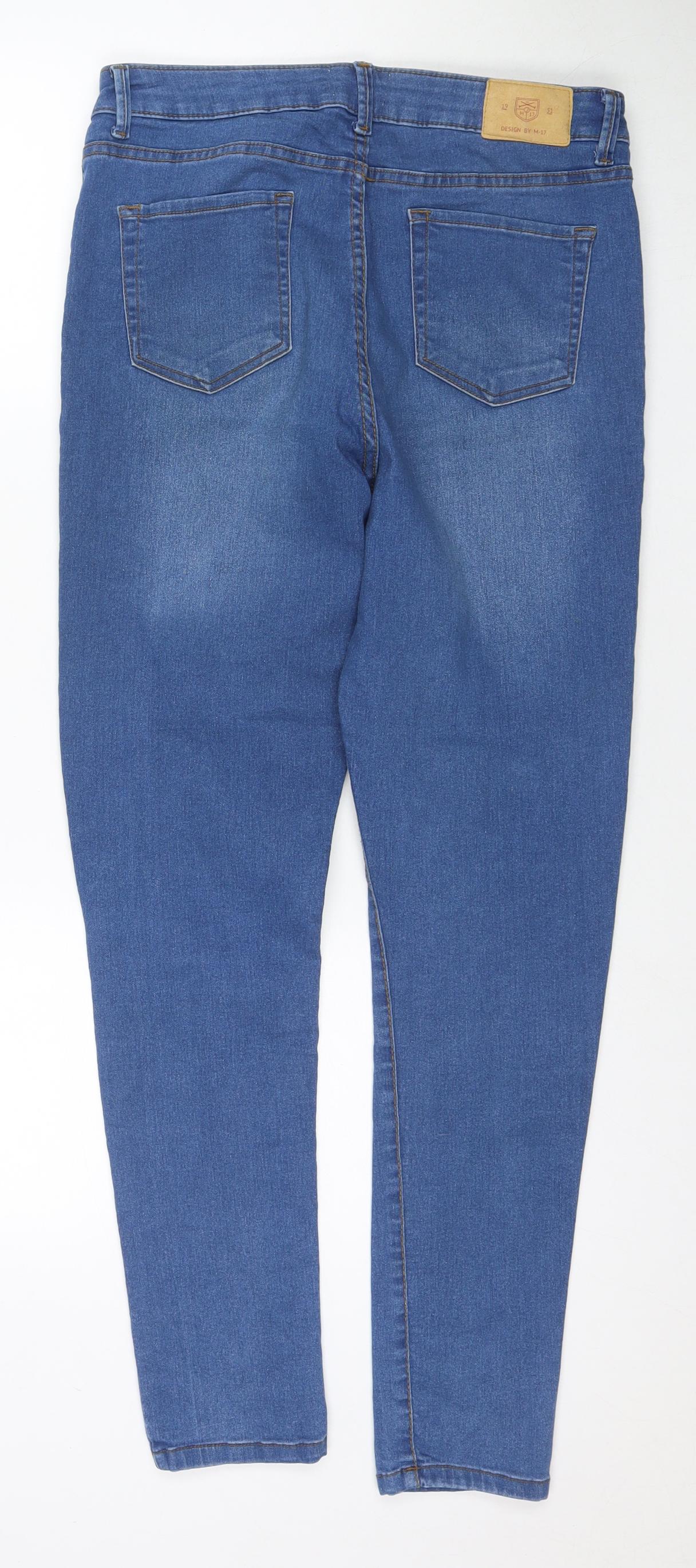 M-17 Womens Blue Cotton Skinny Jeans Size 14 L30 in Regular Zip