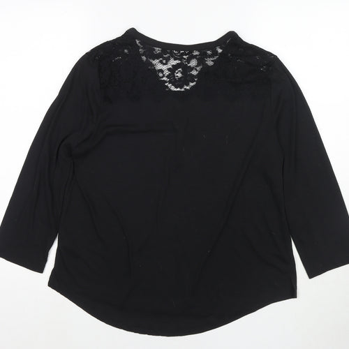 H&M Womens Black Polyester Basic Blouse Size M V-Neck