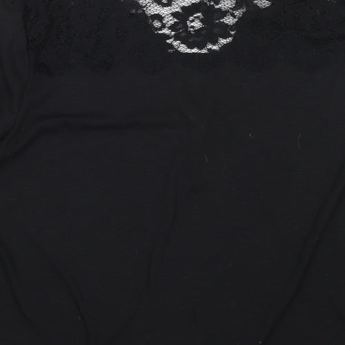 H&M Womens Black Polyester Basic Blouse Size M V-Neck