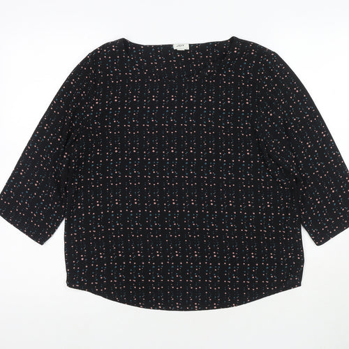 JDY Womens Black Polka Dot Polyester Basic Blouse Size 10 Round Neck