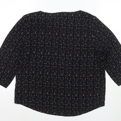 JDY Womens Black Polka Dot Polyester Basic Blouse Size 10 Round Neck