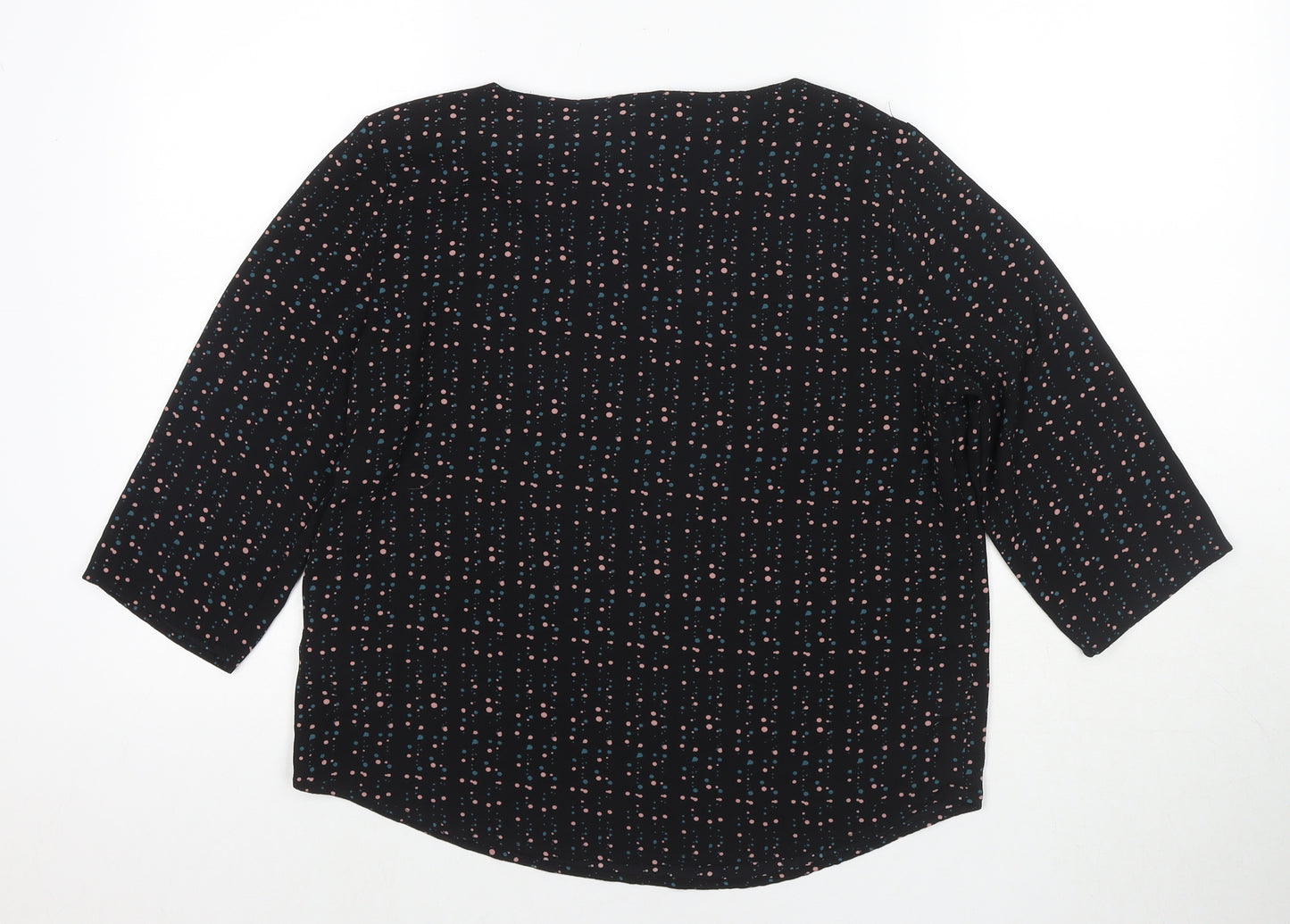 JDY Womens Black Polka Dot Polyester Basic Blouse Size 10 Round Neck