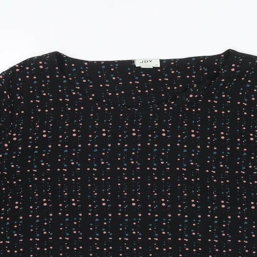 JDY Womens Black Polka Dot Polyester Basic Blouse Size 10 Round Neck