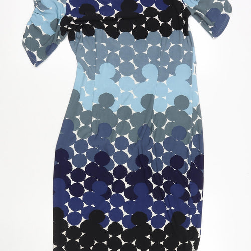 Marks and Spencer Womens Blue Polka Dot Polyester A-Line Size 10 Round Neck Pullover