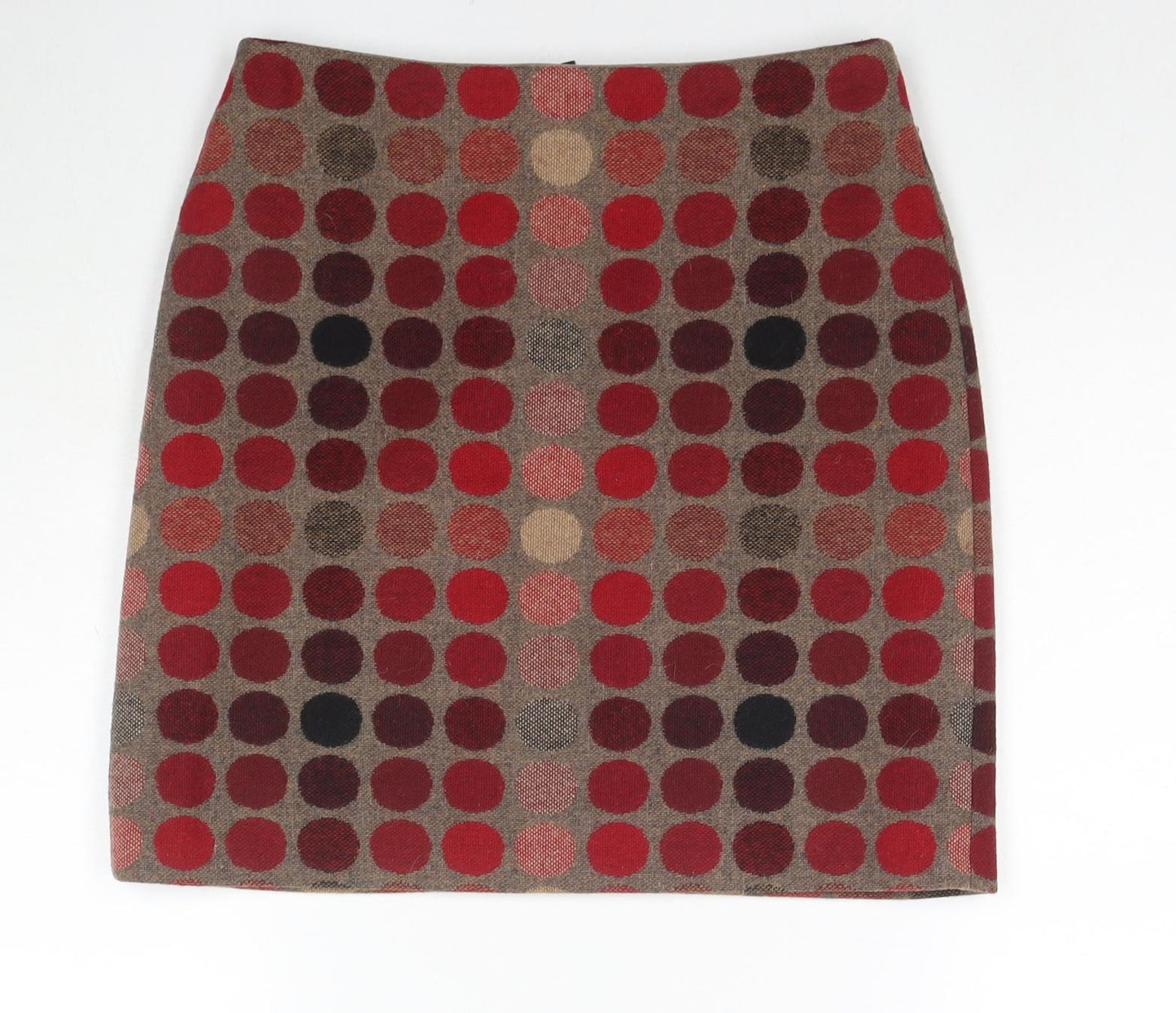 Marks and Spencer Womens Multicoloured Polka Dot Wool A-Line Skirt Size 8 Zip