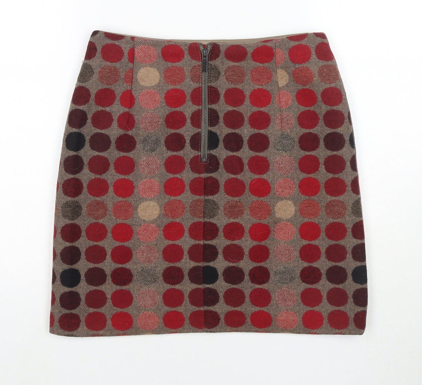 Marks and Spencer Womens Multicoloured Polka Dot Wool A-Line Skirt Size 8 Zip