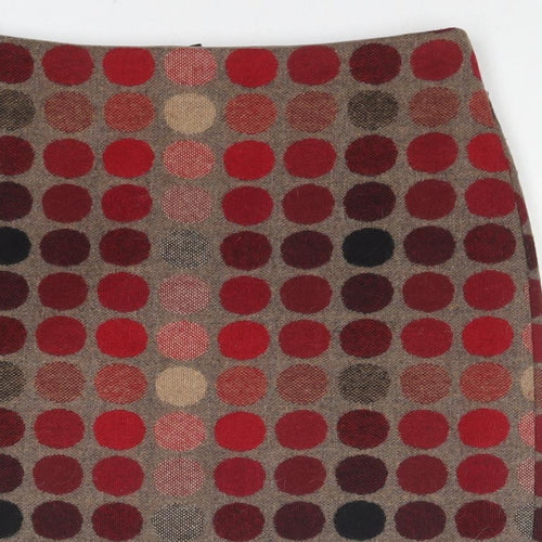 Marks and Spencer Womens Multicoloured Polka Dot Wool A-Line Skirt Size 8 Zip