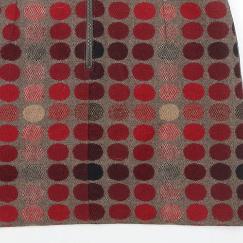 Marks and Spencer Womens Multicoloured Polka Dot Wool A-Line Skirt Size 8 Zip