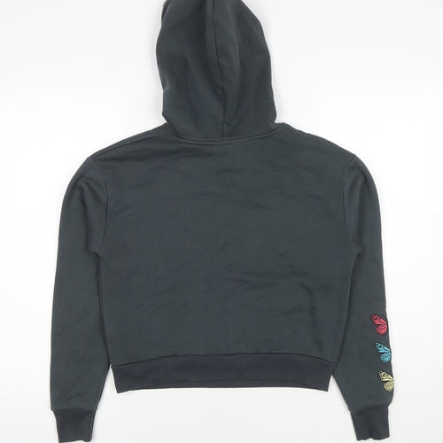 New Look Girls Grey Cotton Pullover Hoodie Size 12-13 Years Pullover - Happiness Butterflies